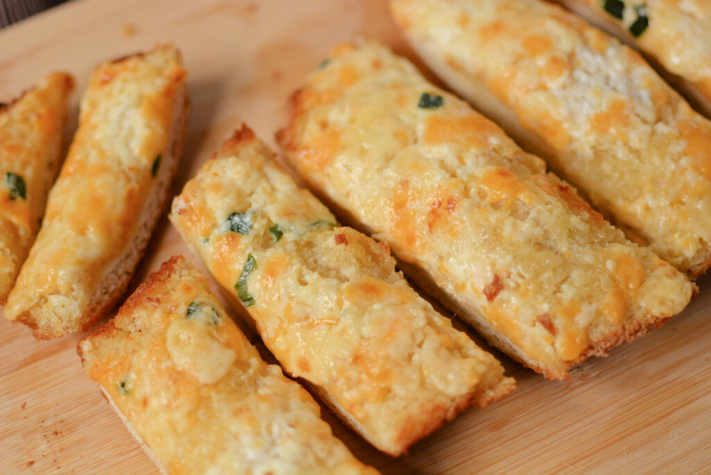 cheesy, buttery, and creamy garlic bread