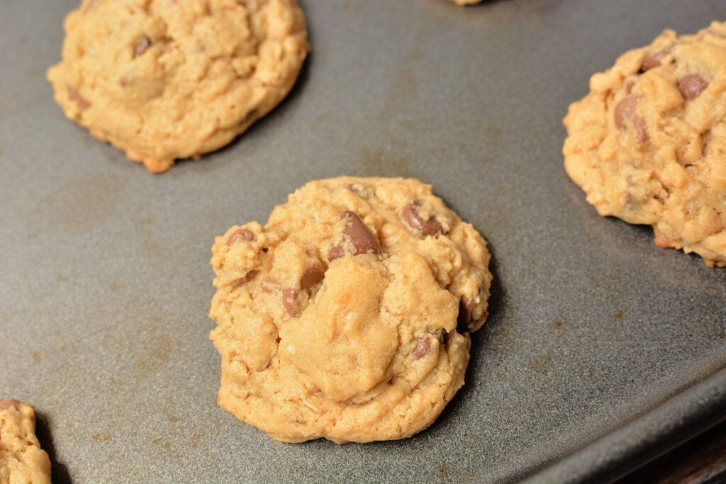 an up close look of a baked cookie