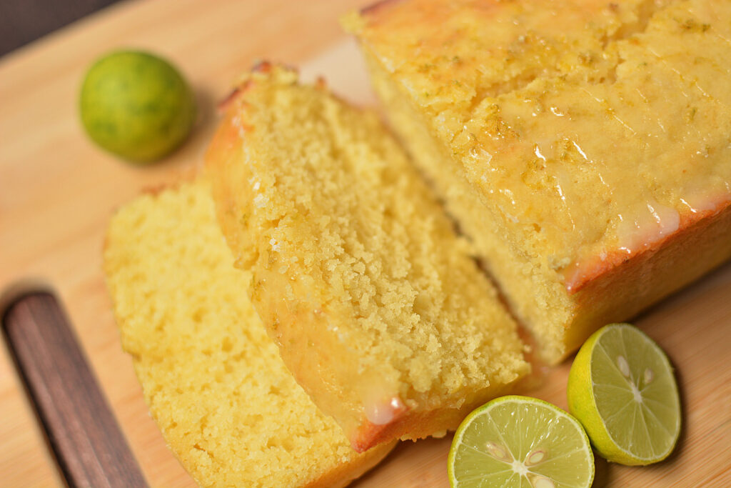 an up close look of key lime bread
