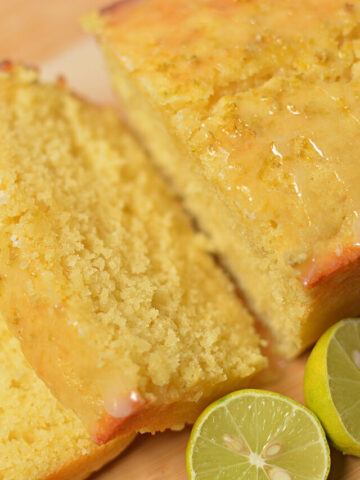 an up close look of key lime bread