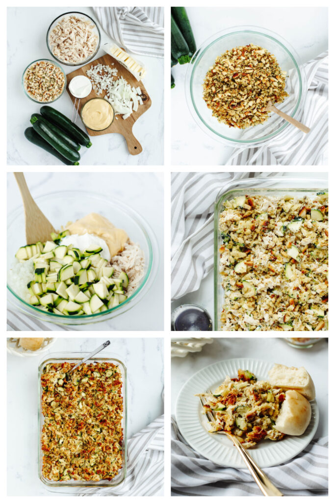 step by step on how to make Chicken Zucchini Casserole.