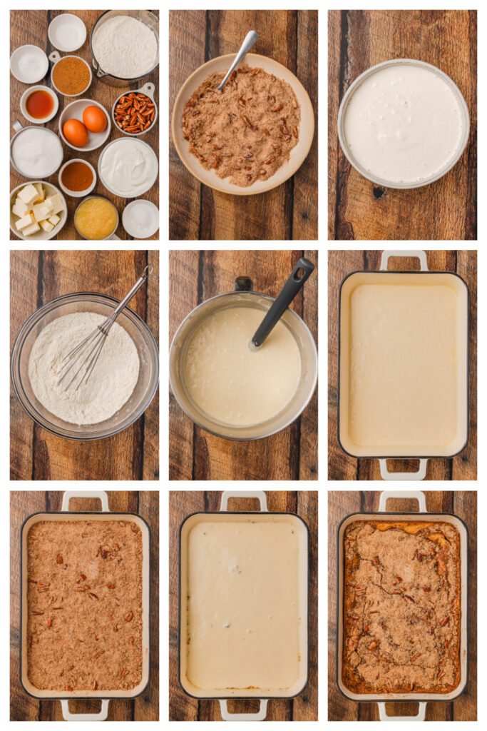 step by step on how to make applesauce streusel coffee cake 