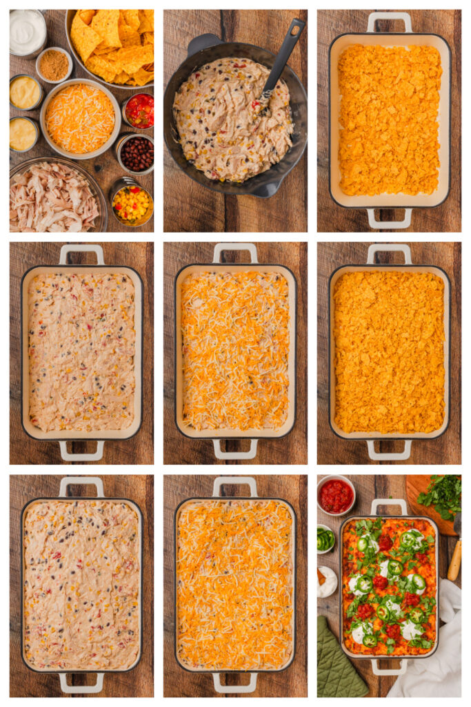 step by step on how to make chicken taco casserole