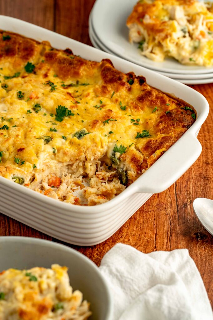 a hearty chicken casserole that is a one pan meal.