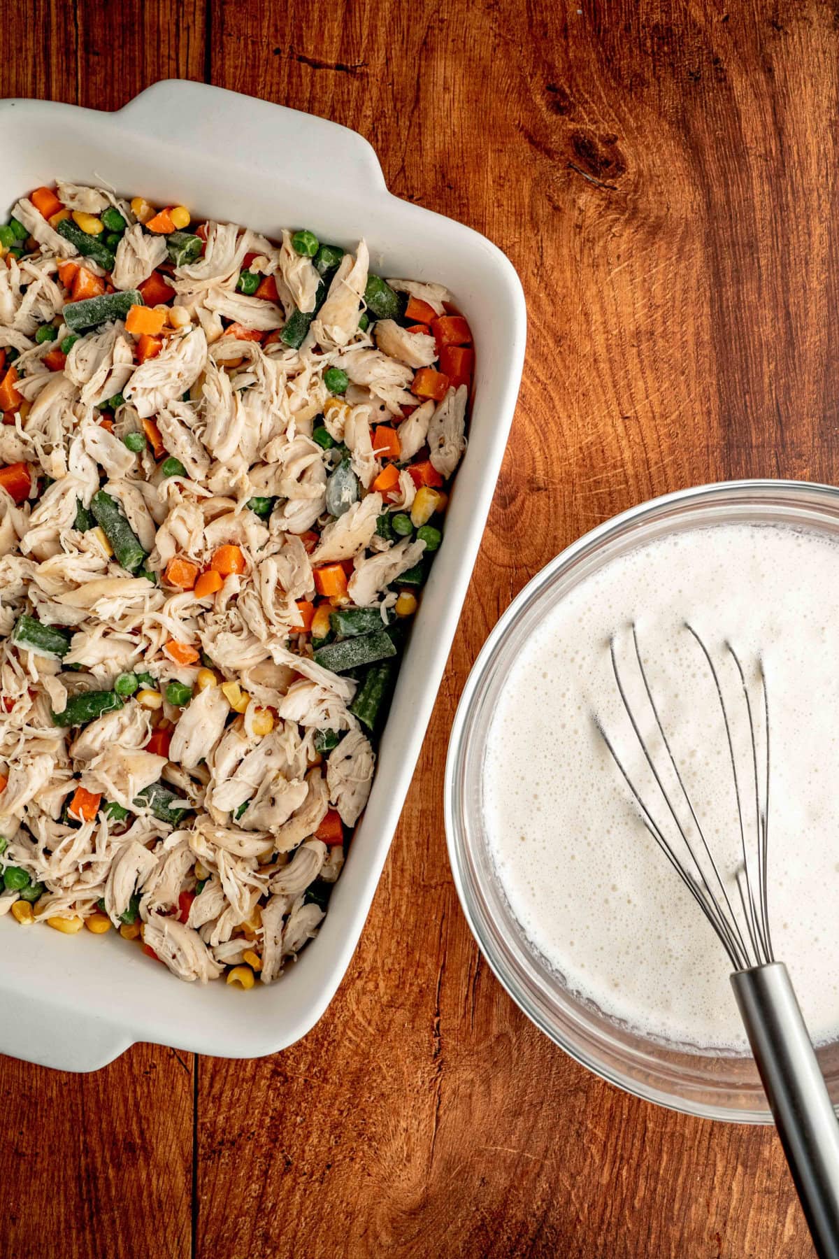 biscuit mix combined in a mixing bowl.