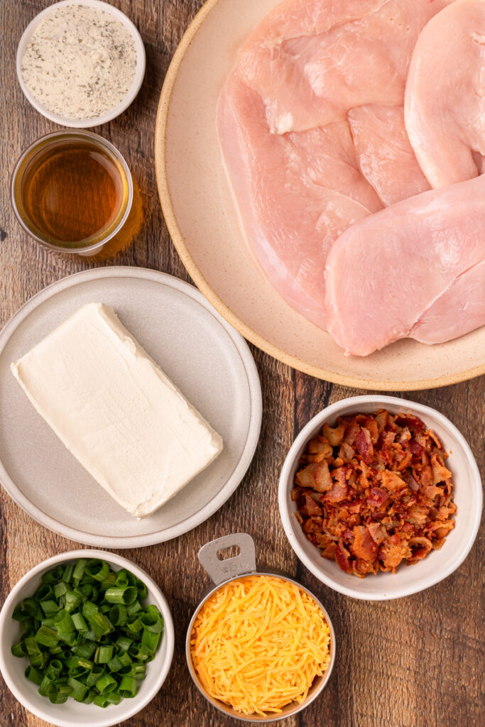 all the ingredients needed for instant pot crack chicken.