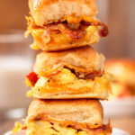 a stack of breakfast sliders ready to enjoy.