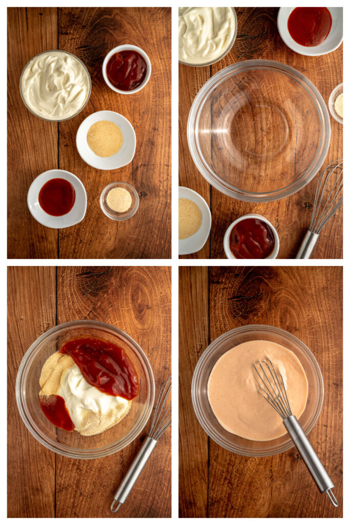 step by step on how to make boom boom sauce.