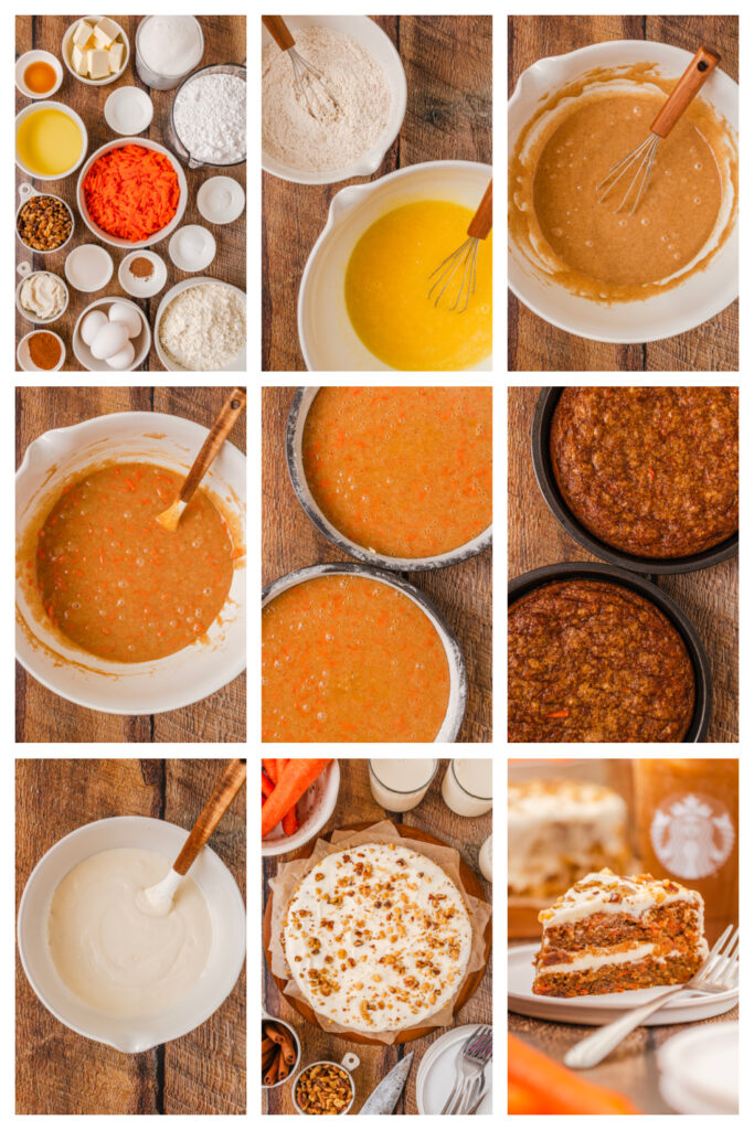 step by step on how to make starbucks copycat carrot cake.