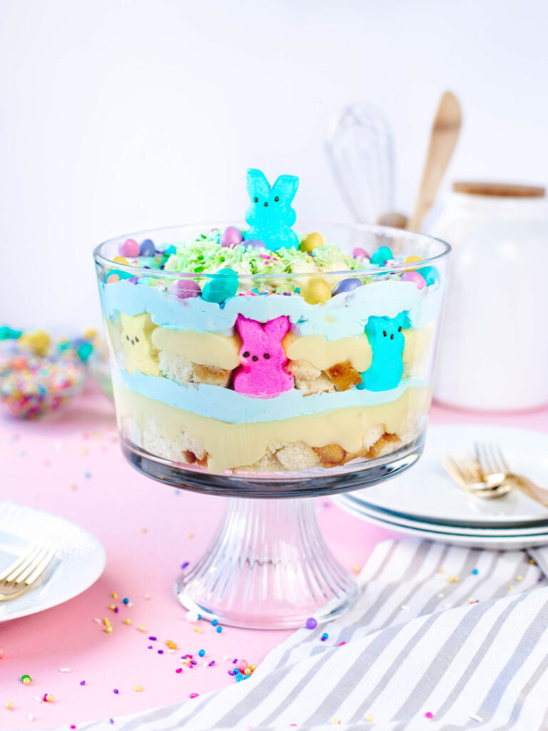 a look at a Easter trifle dessert ready to serve.