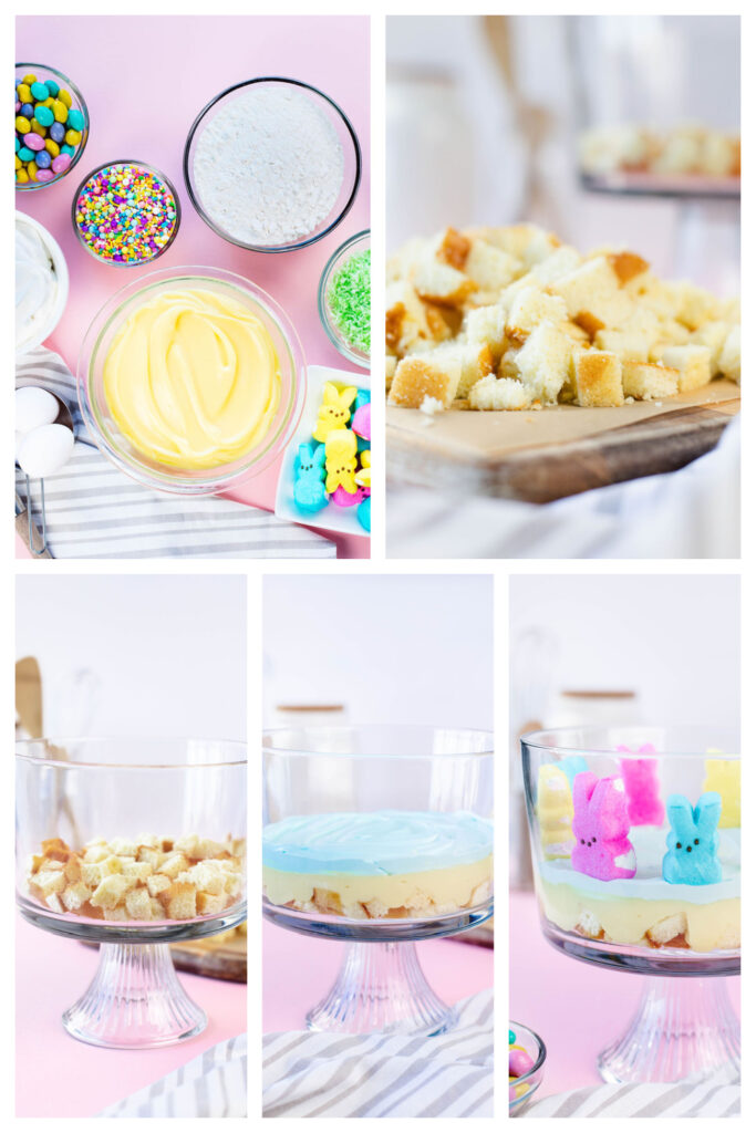 step by step on how to make an Easter trifle.