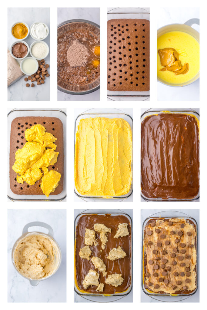 step by step on how to make a reese's cake.