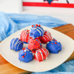 a festive truffle dessert themed for 4th of July.