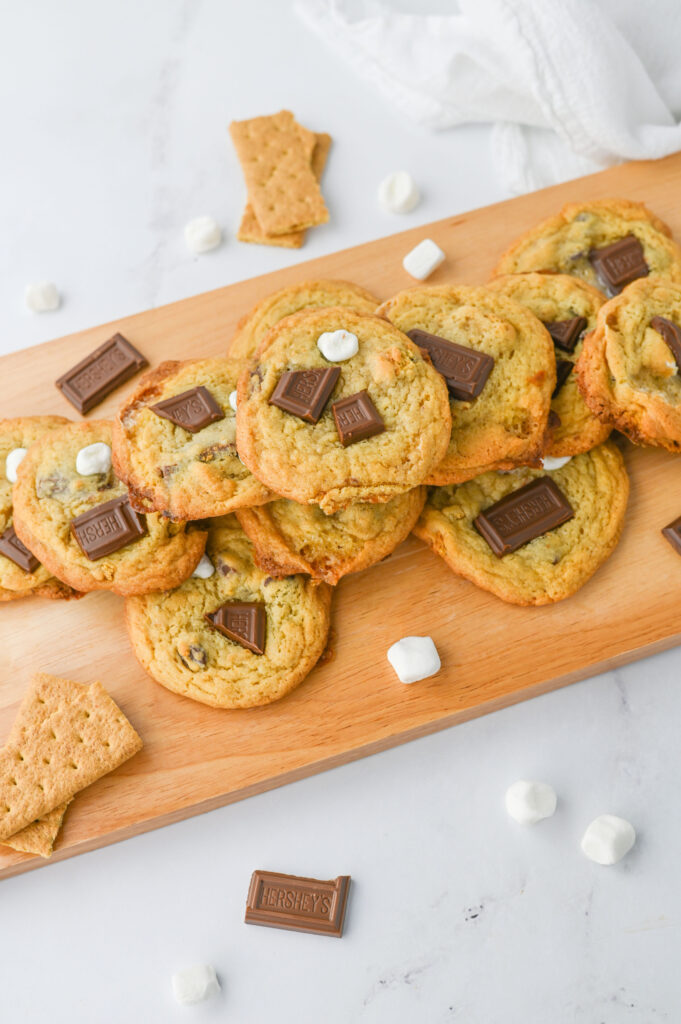 a stack of S'mores cookies baked and ready to serve.