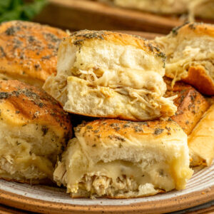 baked chicken sliders ready to serve.