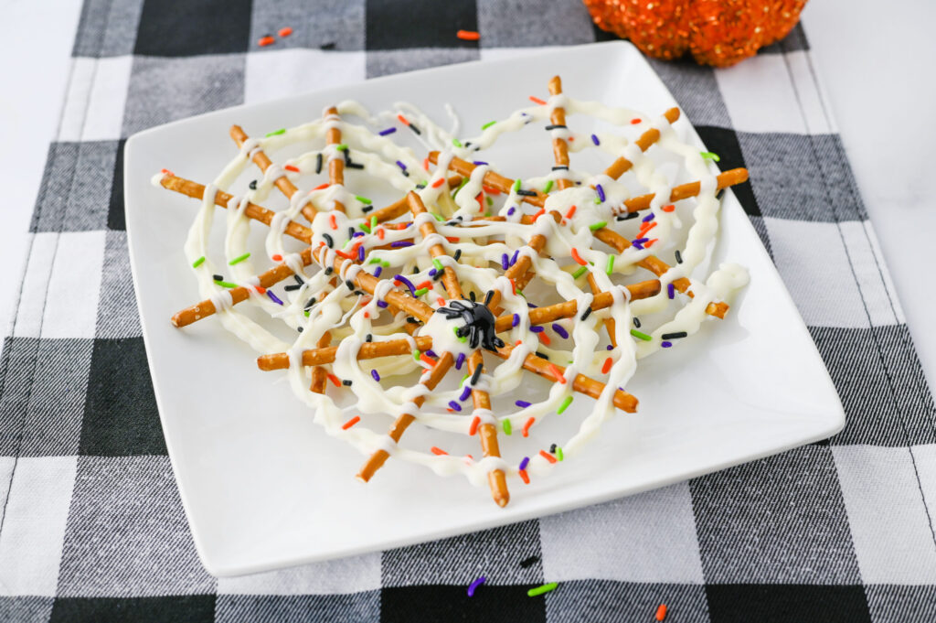 spooky treats that are no bake on a white plate.