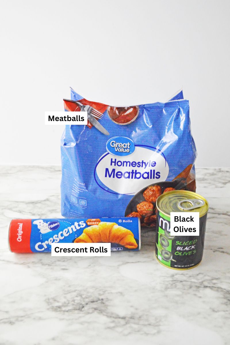 all the ingredients needed to make Halloween meatballs.