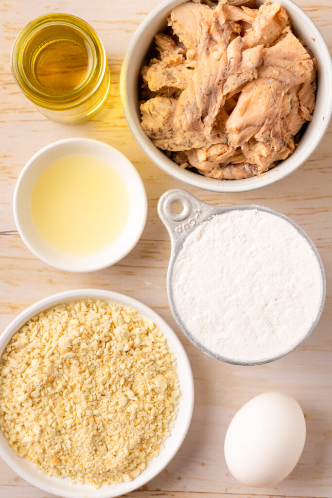 all the ingredients needed to make old fashioned salmon patties recipe.