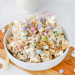a crunchy snack made with simple ingredients in a white bowl.