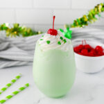 a creamy ice-cream drink with green coloring for St Patricks Day.