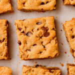 sliced bars on a sheet of parchment paper.