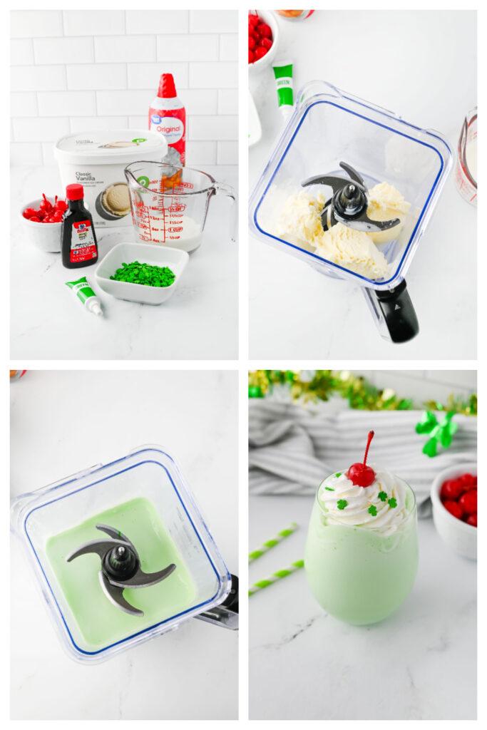 step by step on how to make a shamrock shake at home.