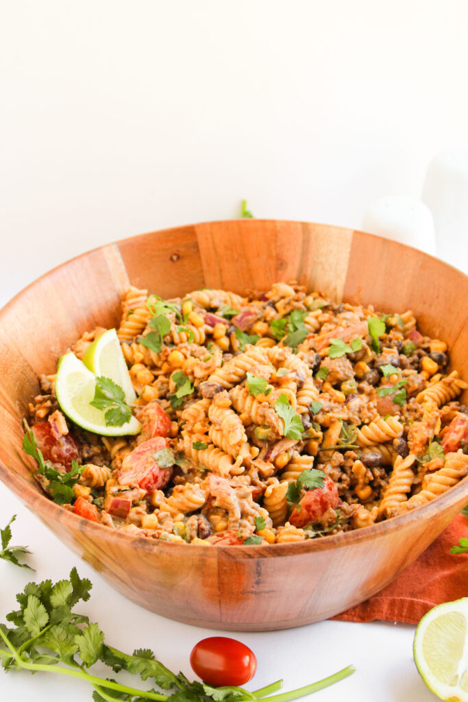 a loaded side dish or potluck option with Tex Mex flavors.
