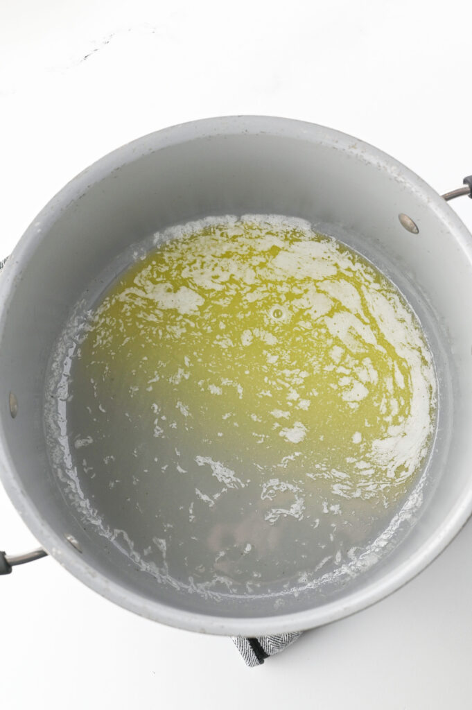 melted butter in a large pot.