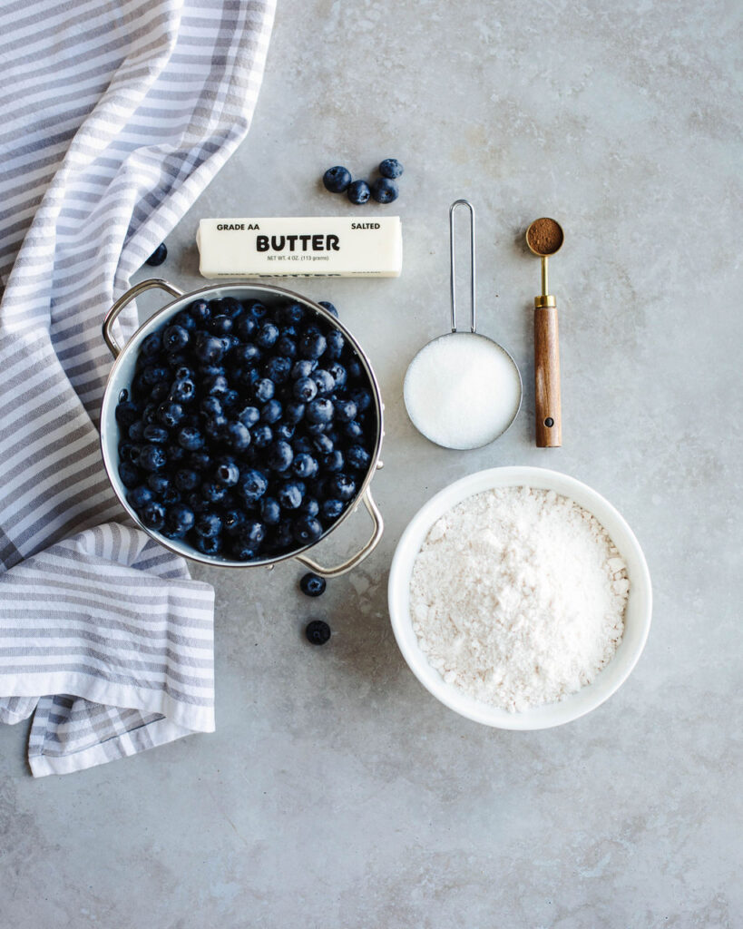 all the ingredients needed to make Blueberry Dump Cake.