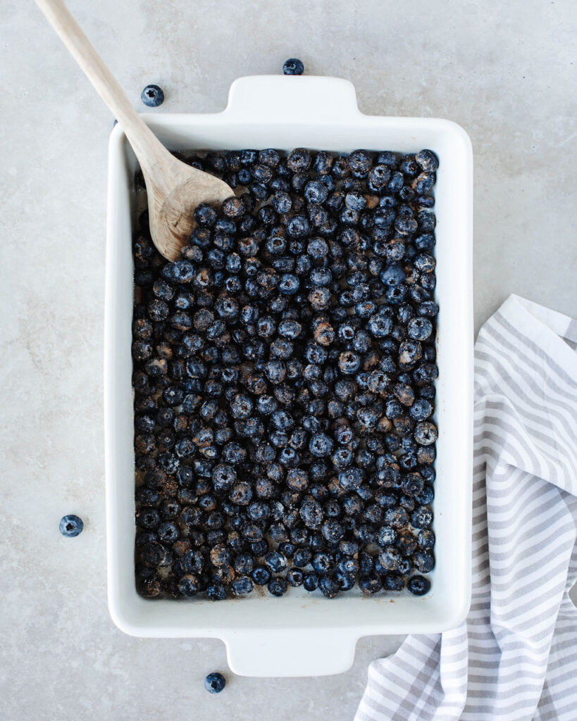 fresh blueberries in a 9x13 baking dish.