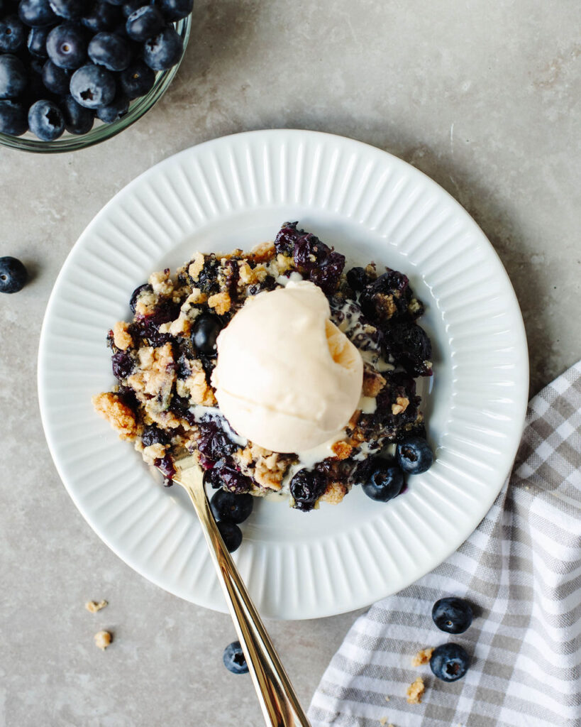 a shortcut dessert made from cake mix and fresh blueberries.
