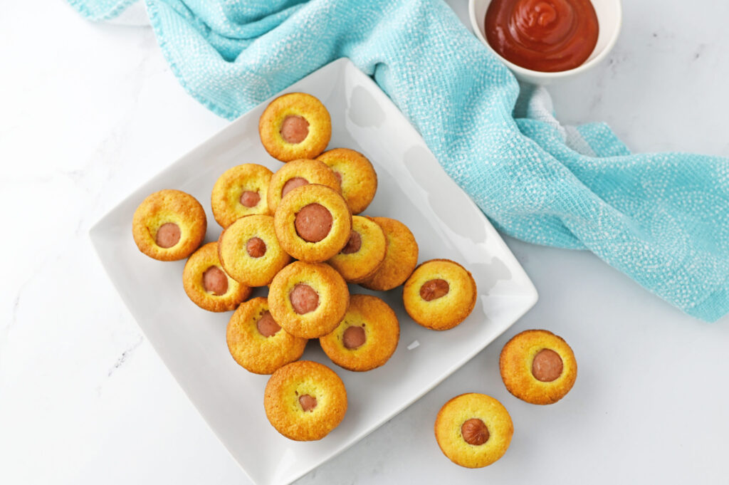 mini corn dog muffins made from simple ingredients.