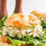 Jalapeno Chicken Salad on a croissant with lettuce.