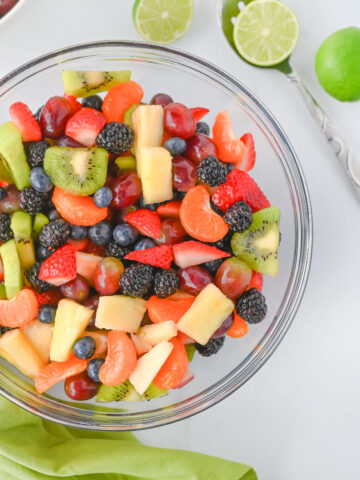 fresh Fruit Salad in a glass bowl.