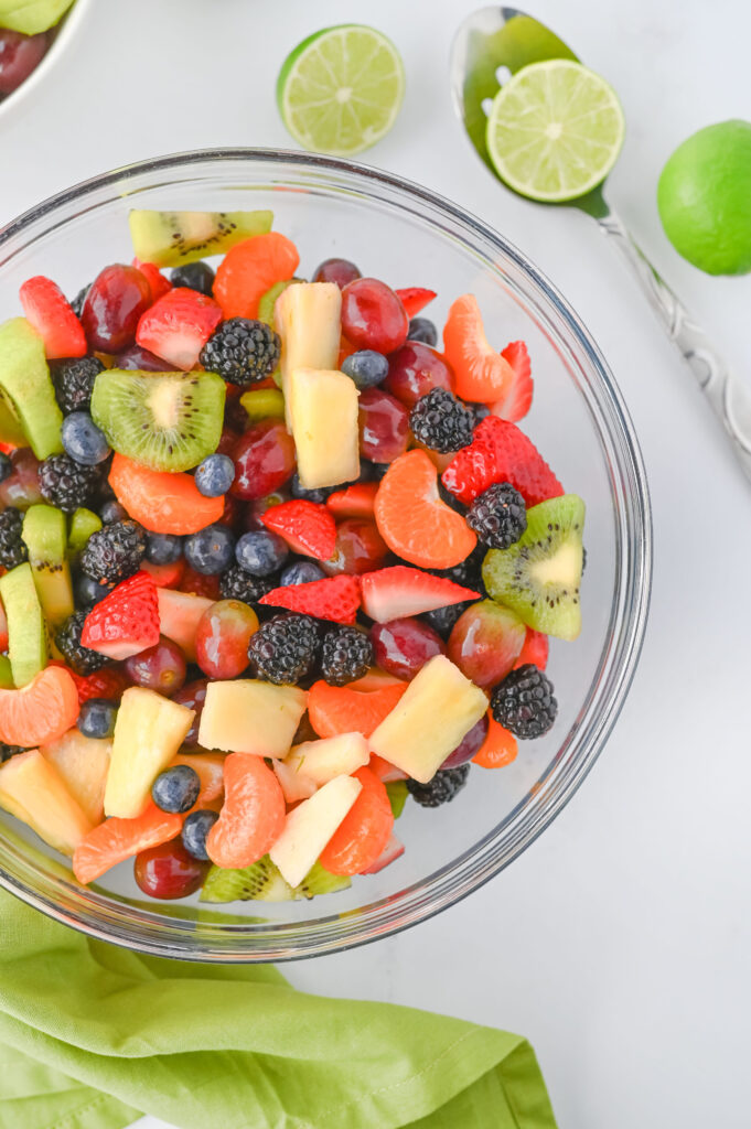 fresh Fruit Salad in a glass bowl.