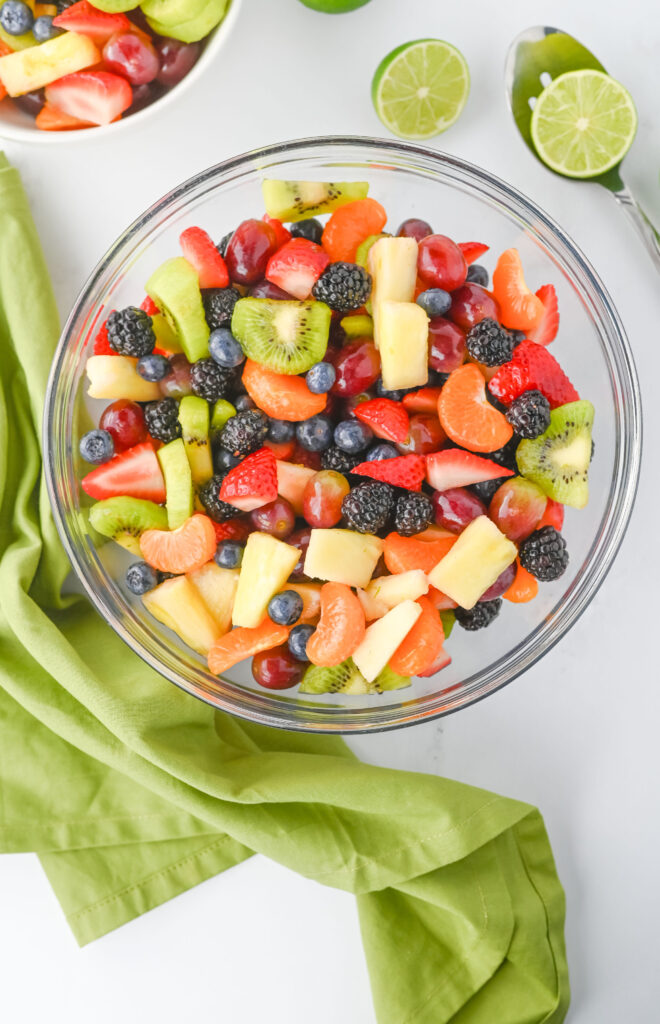 Fruit Salad with a homemade dressing served in a bowl.