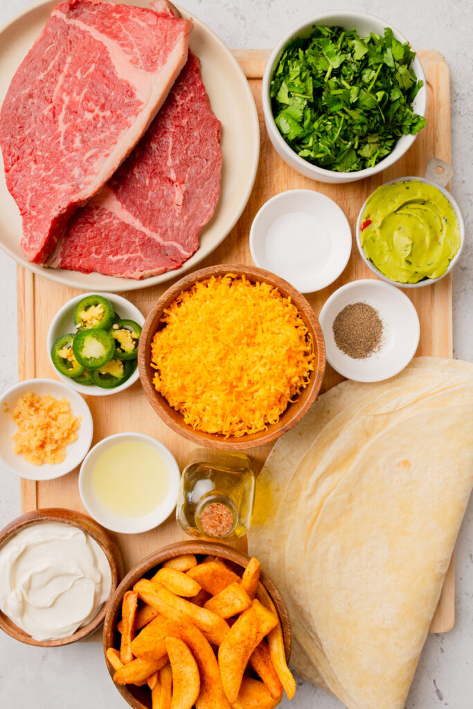 all the ingredients needed to make California Burrito.