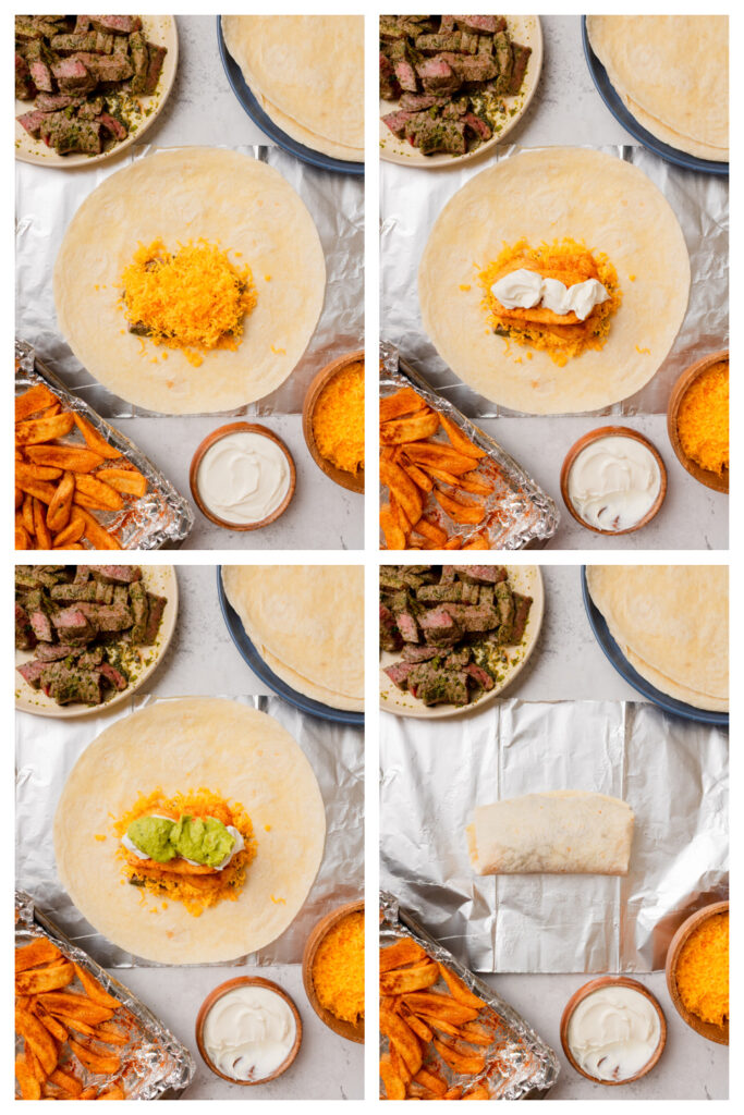 step by step on how to stuff a California burrito.