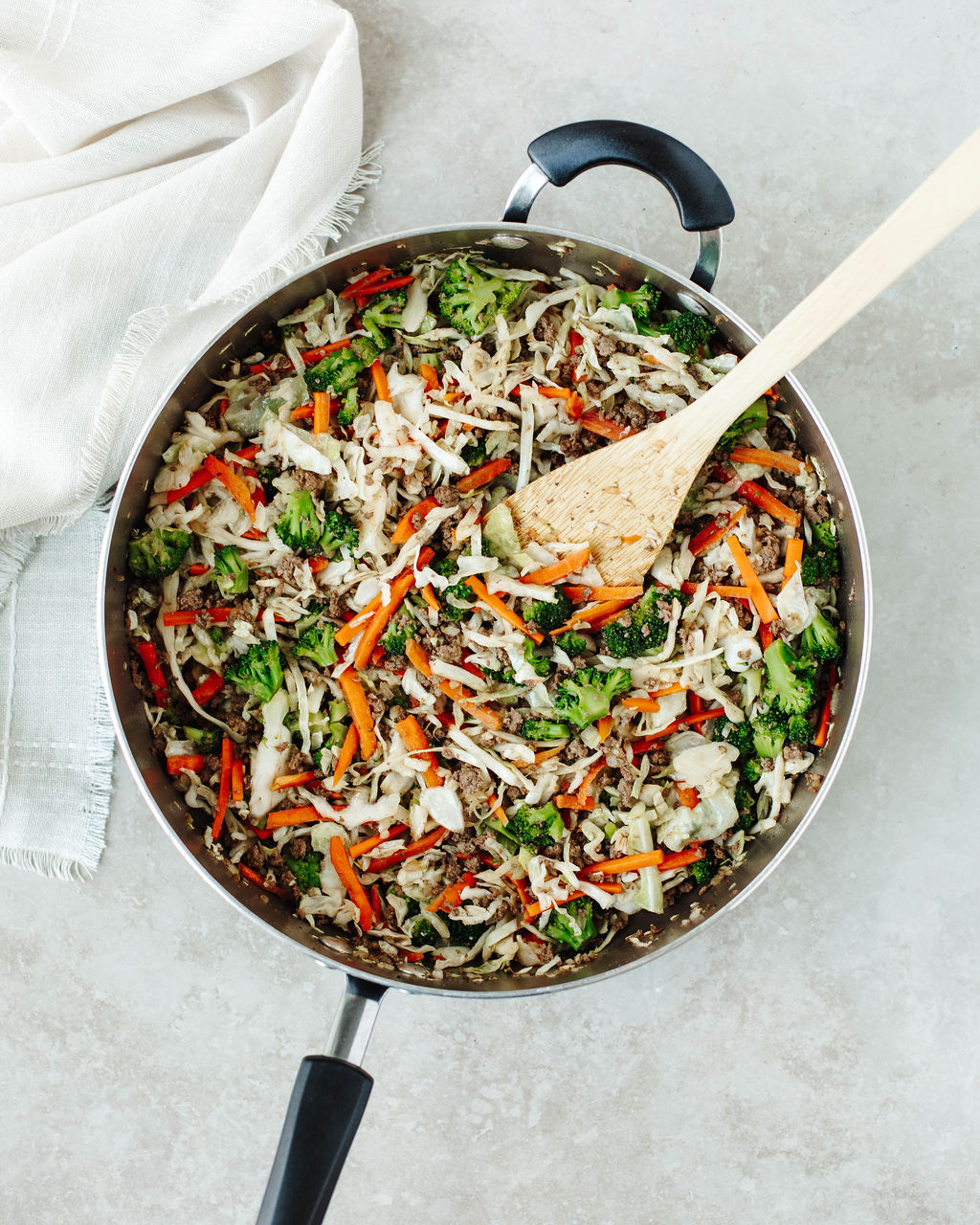 veggies simmering until tender crisp for a healthy Asian meal.
