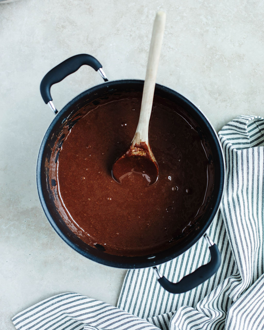melted chocolate mixture in a saucepan.