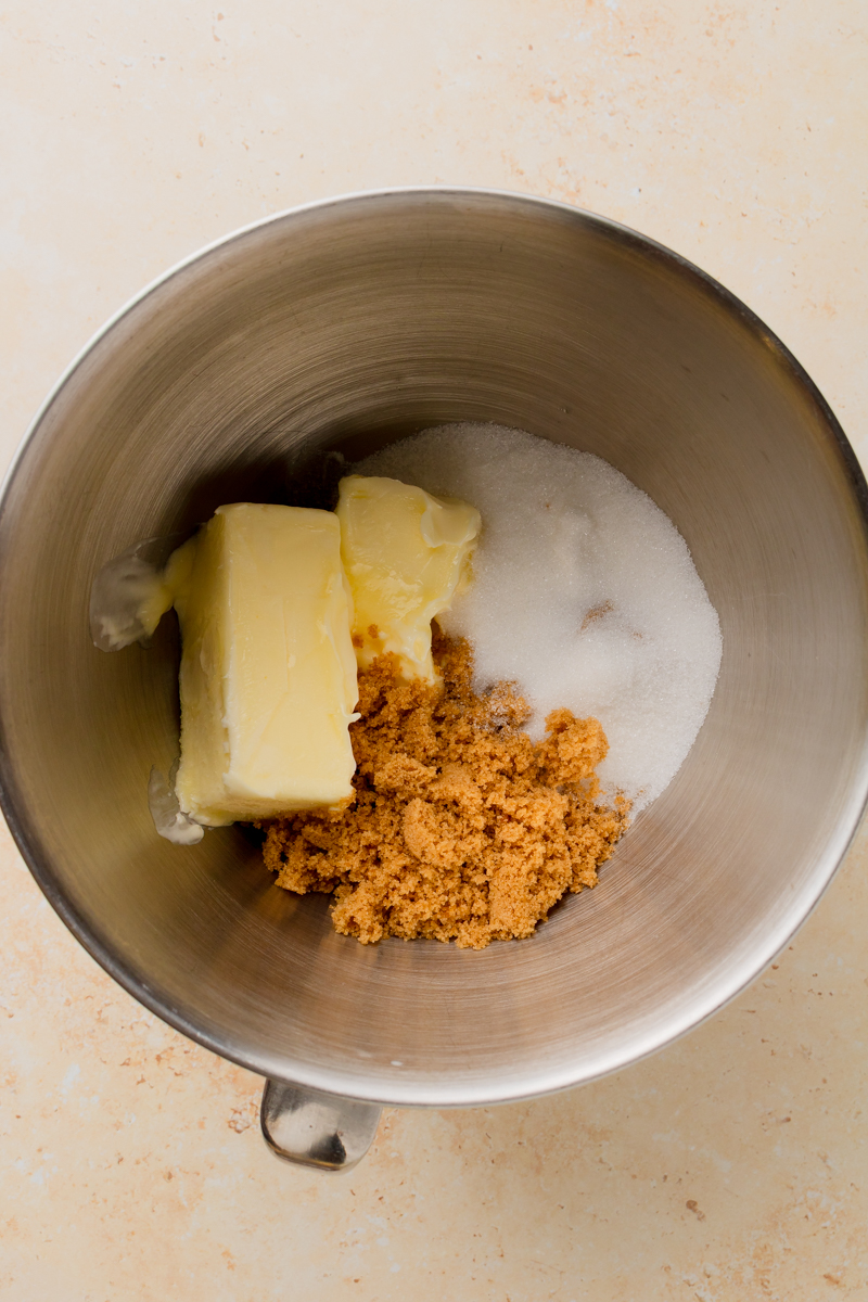 creamed butter and sugar in a mixing bowl.