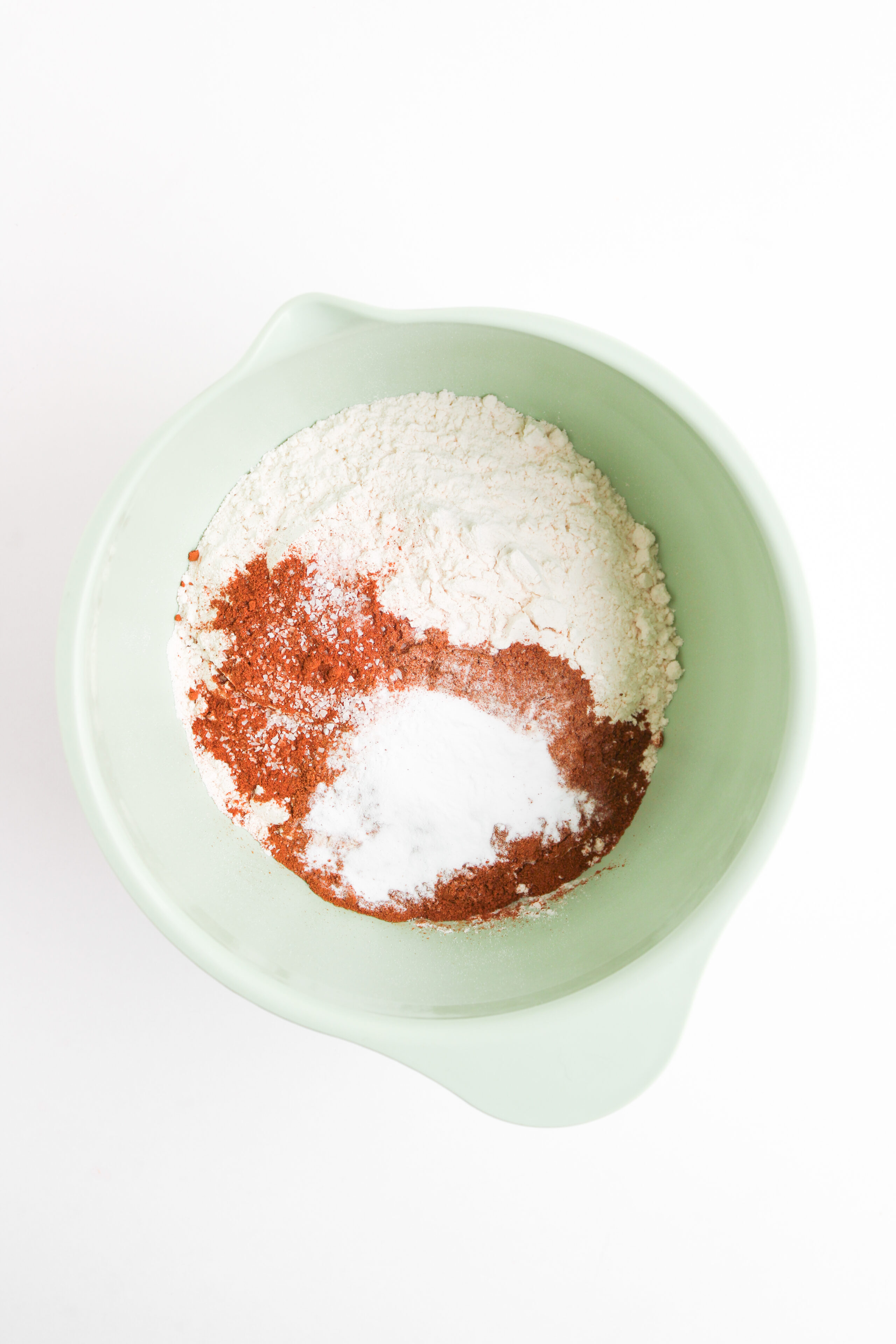 dry ingredients whisked together in a bowl.