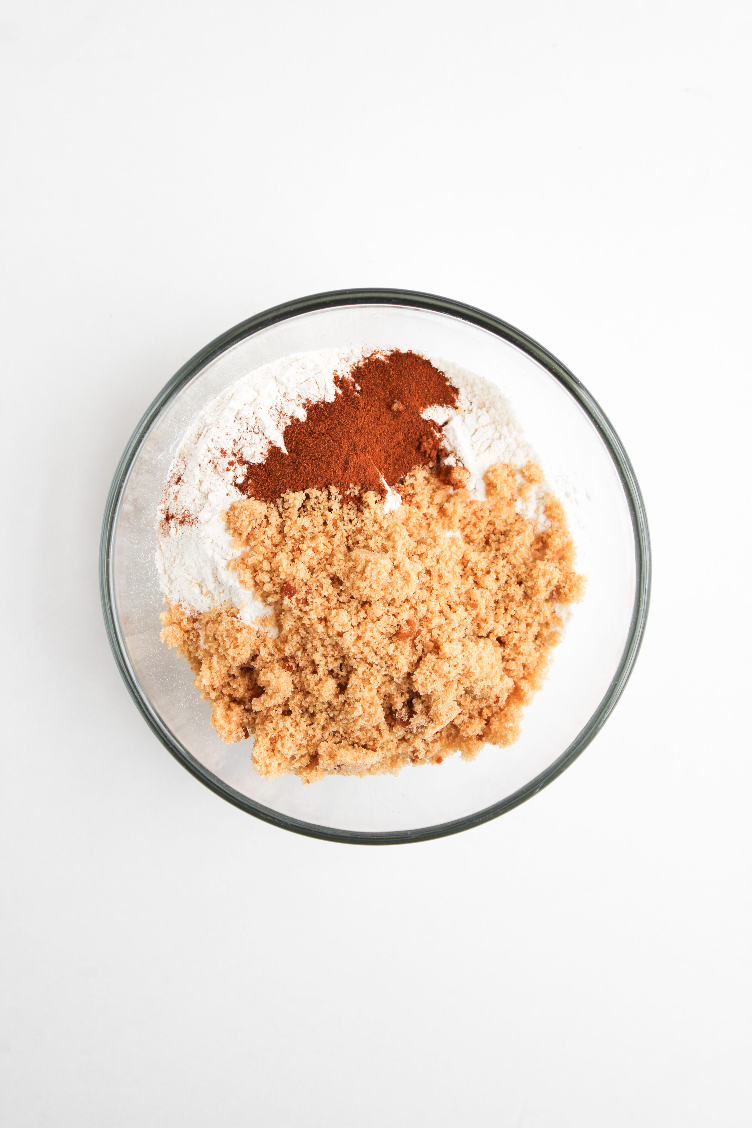 all the ingredients for streusel combined in a mixing bowl.