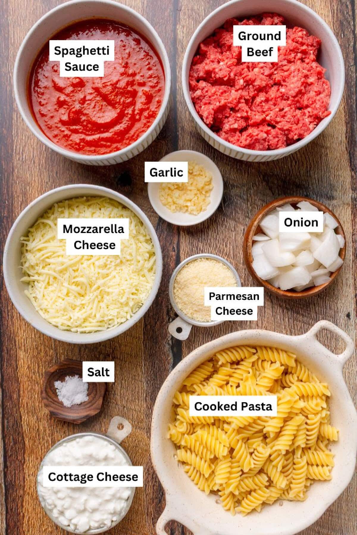 all the ingredients needed to make lazy lasagna.