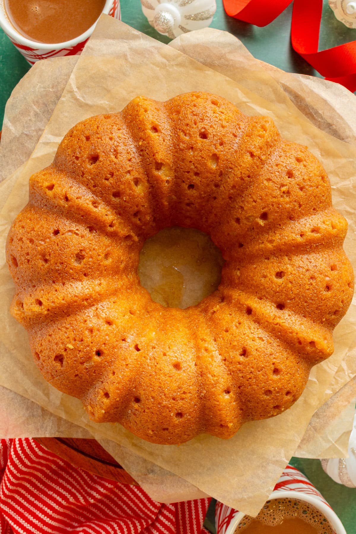 baked bacardi rum cake ready to serve.