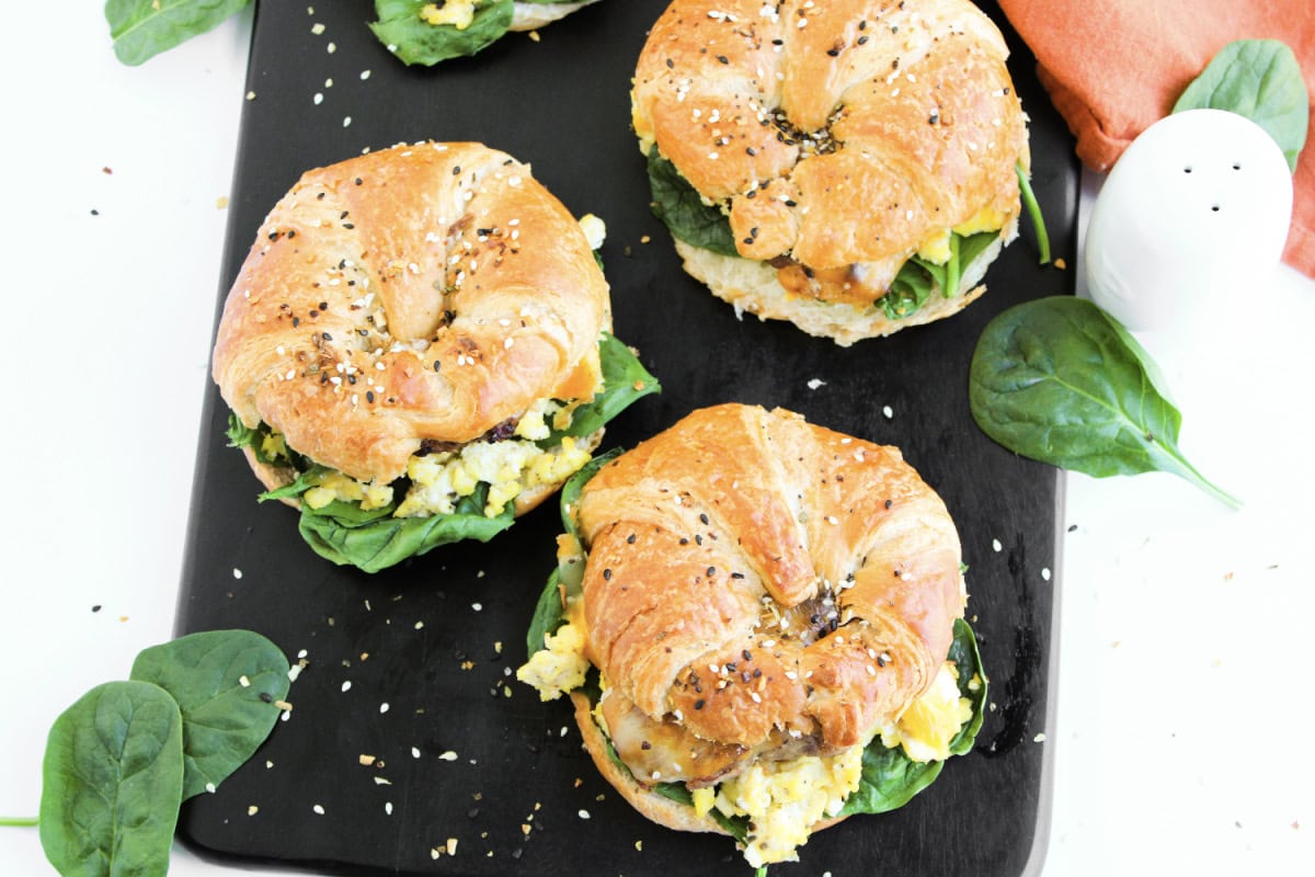 everything but the bagel seasoning sprinkled on top of breakfast sandwiches.