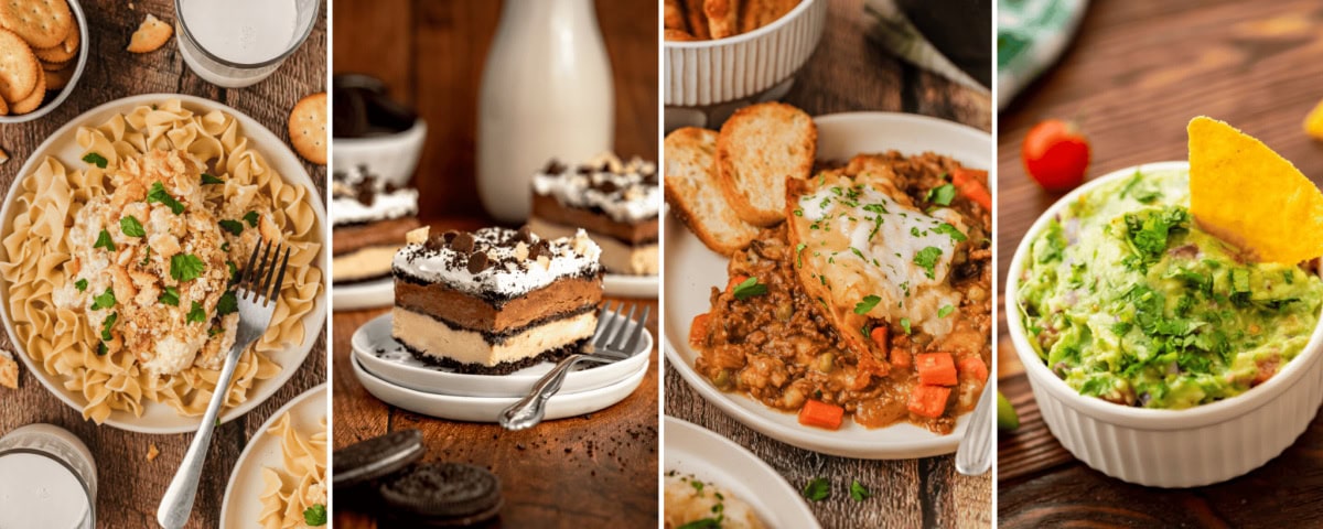 a food collage of top pictures from recipes.