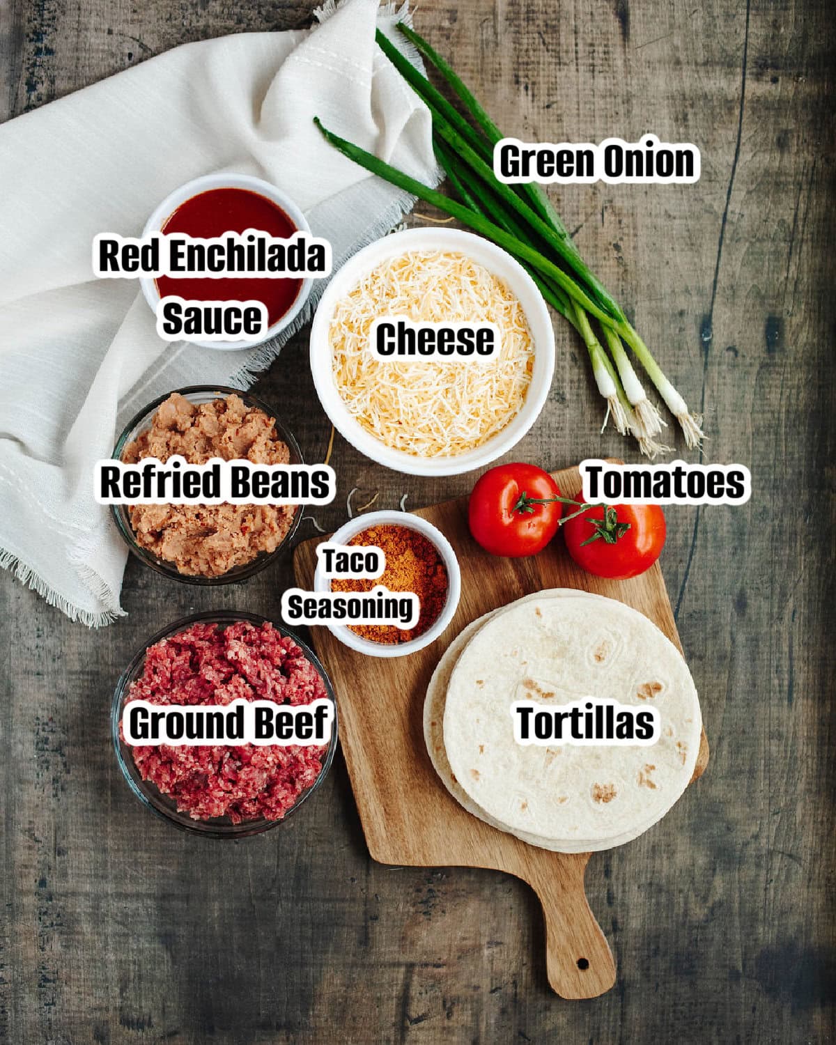 All the ingredients needed to make a Copycat Taco Bell Mexican Pizza.