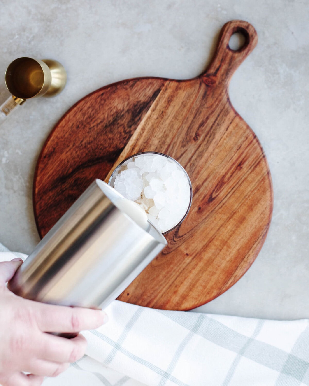 A creamy cocktail shaken in a cocktail shaker and strained over ice.