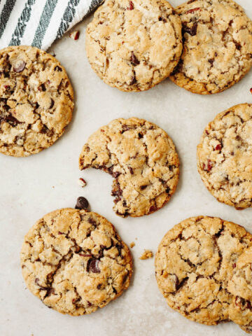 Baked cowboy cookies ready to serve.